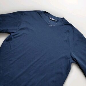 Uniqlo Mens AIRism Cotton Blend Oversized T-Shirt Half-Sleeve Blue Large